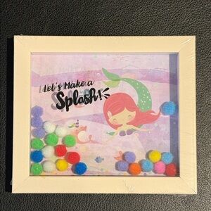 🧜‍♀️🌊 Mermaid Kids Framed Wall Art with Colorful Pom Poms– New 🌊🧜‍♀️